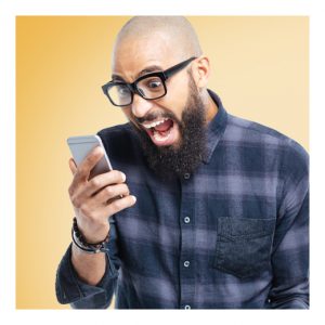 man excited with phone